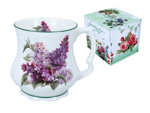 Kubek babuni do herbaty bzy carmani na prezent porcelana