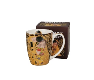 Kubek do kawy porcelana Pocałunek Klimt brown na urodziny