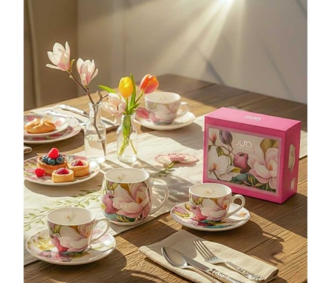 Kubek kubas jumbo xxl na prezent magnolie porcelana duo