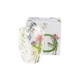 Kubek szklany z podwójną ścianką do herbaty barwy natury