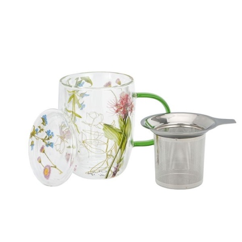 Kubek szklany z podwójną ścianką zaparzacz barwy natury