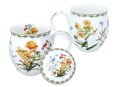 Kubek Kwiaty Polne z sitkiem beczułka na prezent carmani