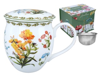 Kubek Kwiaty Polne z sitkiem beczułka na prezent carmani