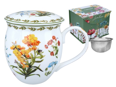 Kubek Kwiaty Polne z sitkiem beczułka na prezent carmani