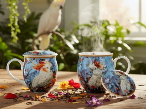 Kubek z sitkiem filtr beczułka na urodziny carmani papuga