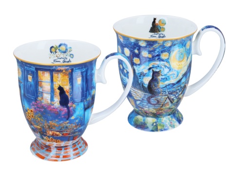 Kubki Carmani na prezent w sercu Gogh kot komplet 2szt