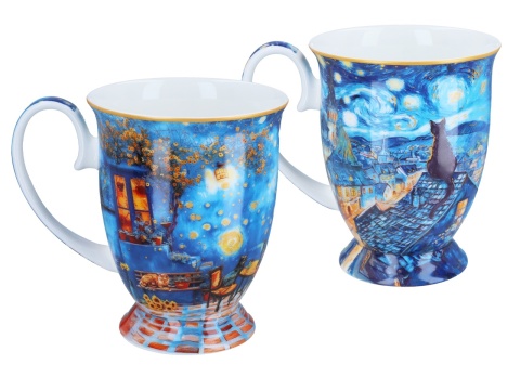 Kubki Carmani na prezent w sercu Gogh kot komplet 2szt