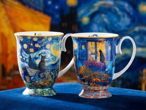 Kubki Carmani na prezent w sercu Gogh kot komplet 2szt