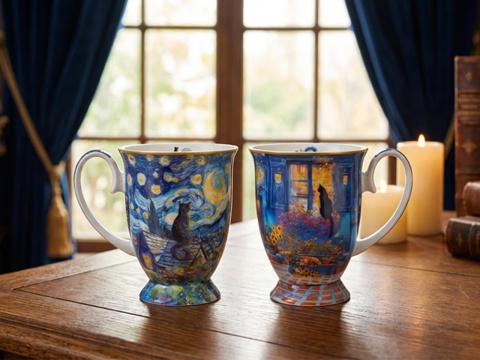 Kubki Carmani na prezent w sercu Gogh kot komplet 2szt