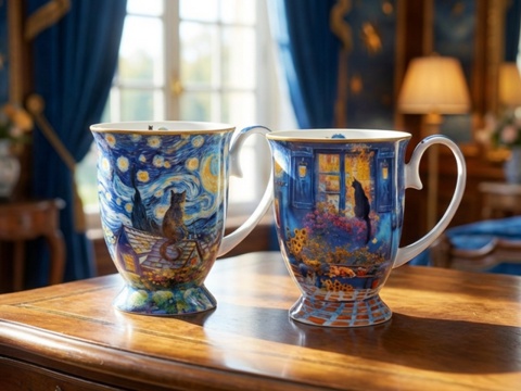 Kubki Carmani na prezent w sercu Gogh kot komplet 2szt