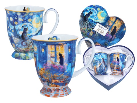 Kubki Carmani na prezent w sercu Gogh kot komplet 2szt