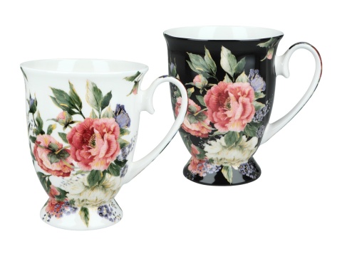 Kubki do kawy na prezent w sercu Carmani zestaw 2szt kwiaty