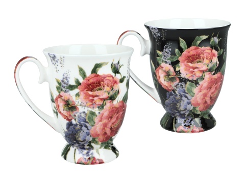 Kubki do kawy na prezent w sercu Carmani zestaw 2szt kwiaty