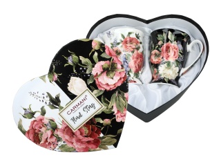 Kubki do kawy na prezent w sercu Carmani zestaw 2szt kwiaty