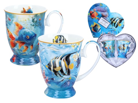 Kubki na prezent w sercu Lozano Carmani zestaw 2szt ryby