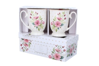 Kubki porcelana Livello 2 szt kwiaty na prezent do herbaty