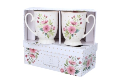 Kubki porcelana Livello 2 szt kwiaty na prezent do herbaty