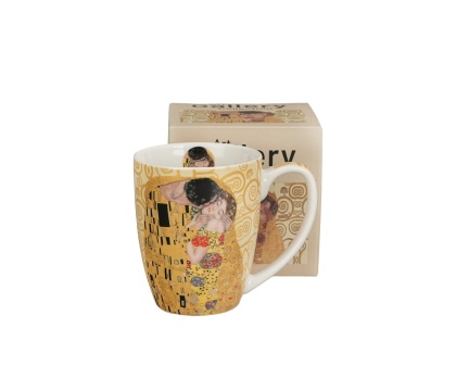 Kubek do herbaty porcelana Kiss Klimt ecru na prezent