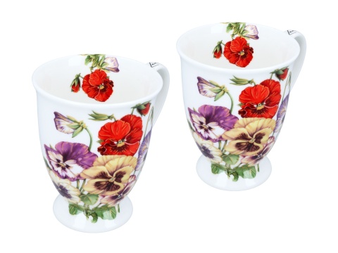 Kubki na prezent w sercu Lozano Carmani zestaw 2szt bratki