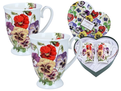 Kubki na prezent w sercu Lozano Carmani zestaw 2szt bratki