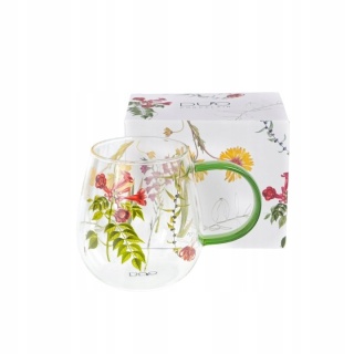 Kubek szklany do herbaty szklanka z uchem barwy natury