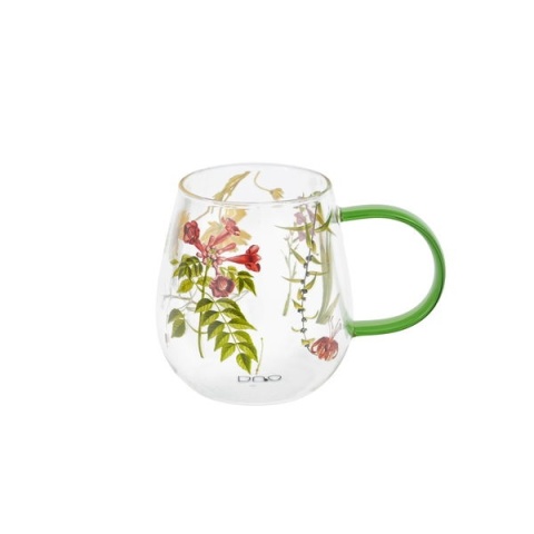 Kubek szklany do herbaty szklanka z uchem barwy natury