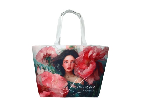 Torba Lozano Carmani na ramię sklepowa duża na zakupy kwiat