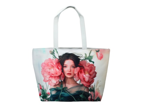 Torba Lozano Carmani na ramię sklepowa duża na zakupy kwiat