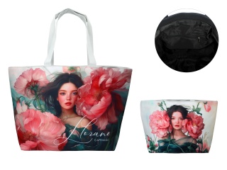 Torba Lozano Carmani na ramię sklepowa duża na zakupy kwiat