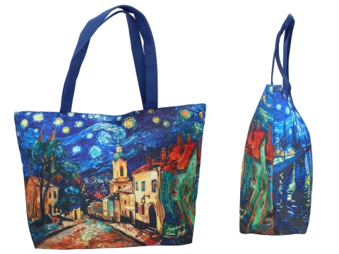 Torba Carmani na ramię sklepowa duża Gogh gwiazdy noc