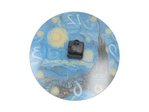 Zegar na ścianę szklany arabskie cyfry Gogh Gwiaździsta noc