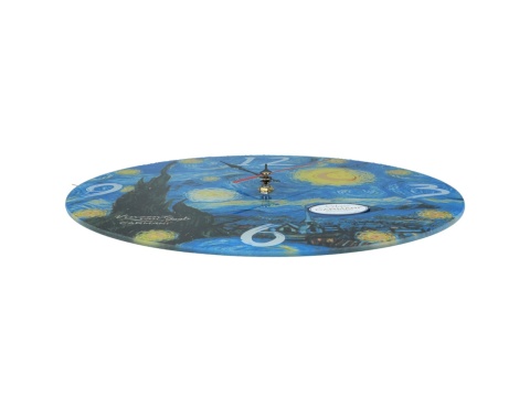 Zegar na ścianę szklany arabskie cyfry Gogh Gwiaździsta noc