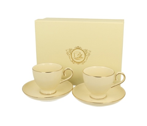 Filiżanki do espresso Victoria na prezent ecru zestaw 2szt