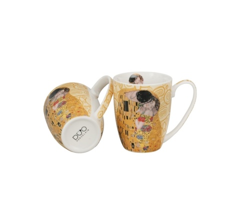 Kubki w pudełku porcelana zestaw 2 szt kubek Kiss Klimt ecru