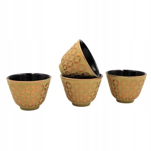 Dzbanek żeliwny 4 czarki do herbaty z zaparzaczem 0,9l złoty