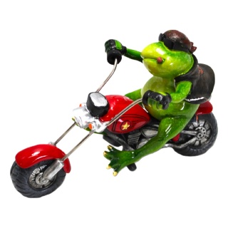 Żaba na motocyklu figurka na biurko dekoracja na prezent
