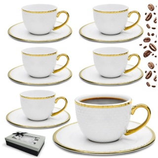 Filiżanki do kawy espresso złote bella fiore 6szt porcelana