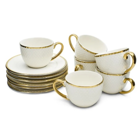 Filiżanki do kawy espresso złote bella fiore 6szt porcelana