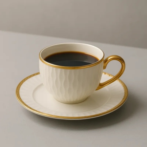 Filiżanki komplet kawowy złote bella fiore 2szt porcelana