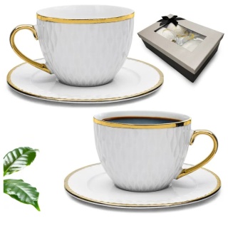 Filiżanki komplet kawowy złote bella fiore 2szt porcelana