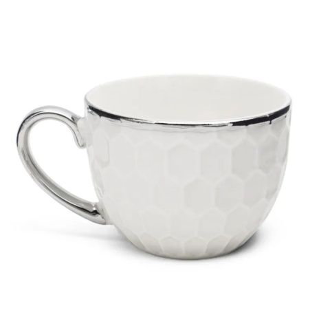 Filiżanki komplet kawowy srebrne bella fiore 2szt porcelana