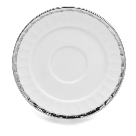 Filiżanki komplet kawowy srebrne bella fiore 2szt porcelana