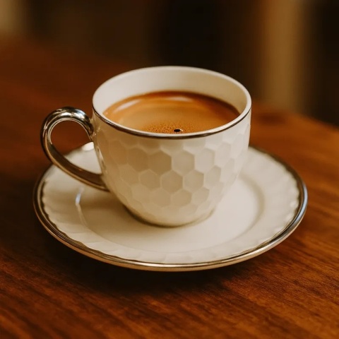 Filiżanki komplet kawowy srebrne bella fiore 2szt porcelana