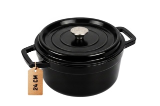 Garnek czarny żeliwny emaliowany z pokrywką 4 l indukcja