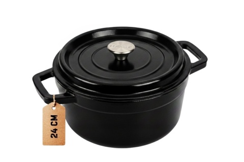 Garnek czarny żeliwny emaliowany z pokrywką 4 l indukcja