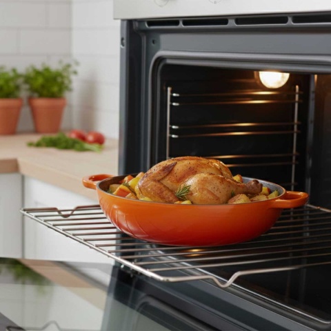 Garnek niski emaliowany żeliwny 3l indukcja pomarańczowy