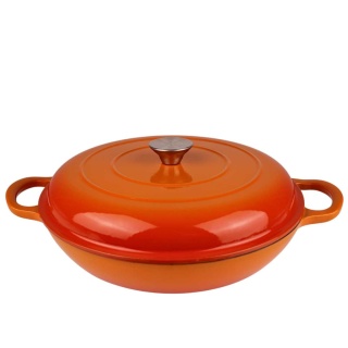 Garnek niski emaliowany żeliwny 3l indukcja pomarańczowy
