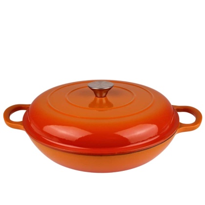 Garnek niski emaliowany żeliwny 3l indukcja pomarańczowy