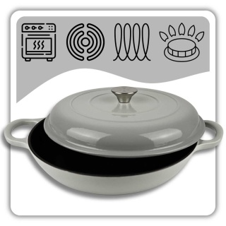 Garnek emaliowany niski żeliwny pokrywka 3l indukcja szary