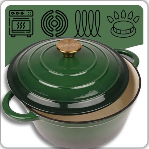 Garnek emaliowany żeliwny pokrywka 3 l indukcja zielony